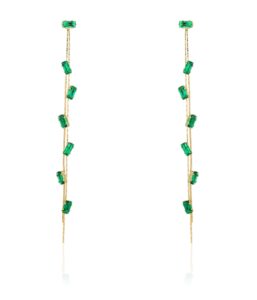 concept8 colored long drop earrings with 925 silver post made in korea (emerald)