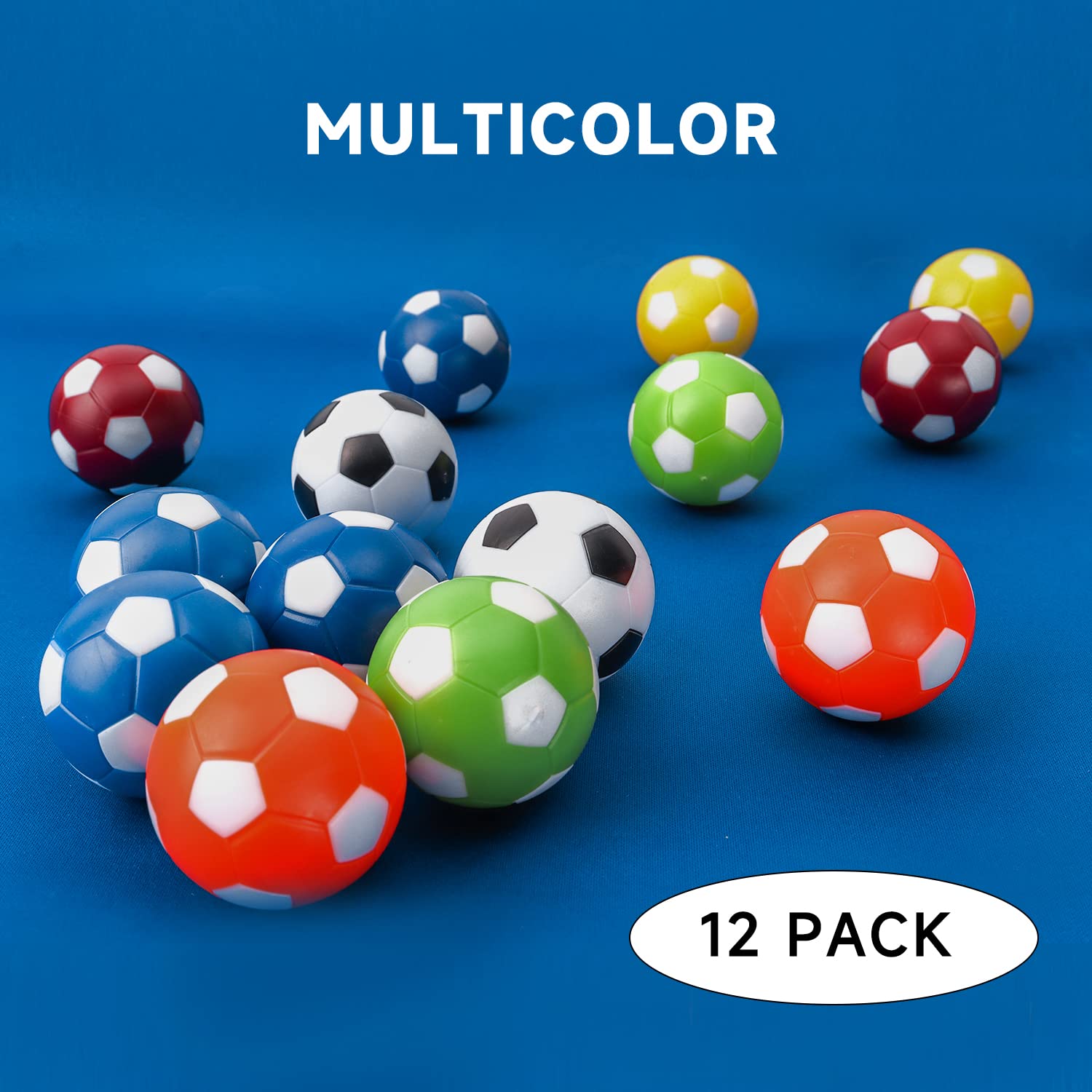 GSE Games & Sports Expert Foosball Table Replacement Balls, 36mm Tabletop Soccer Football Balls for Foosball Table Accessories (Multicolor-12 Pack)