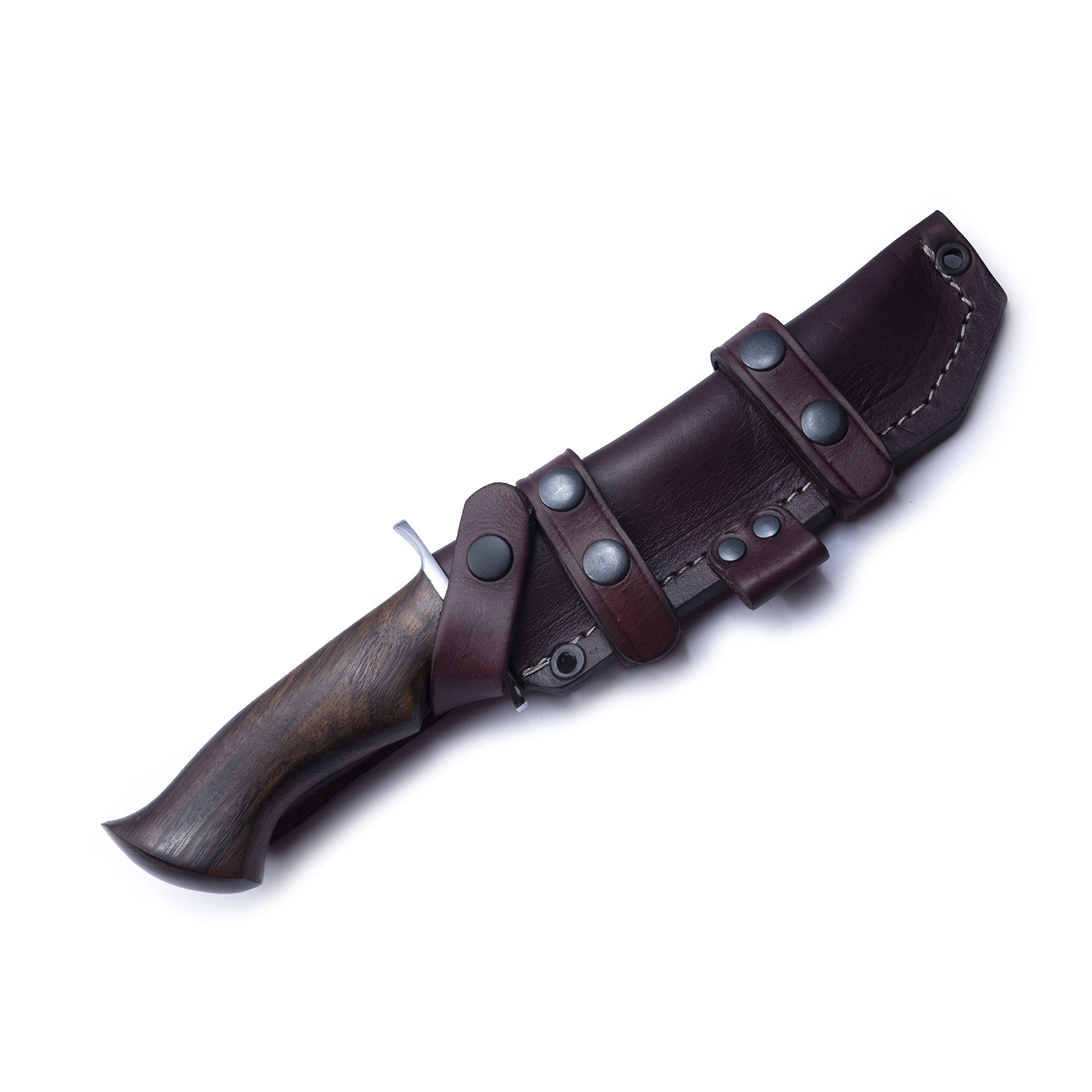 GCS Handmade Wooden Handle D2 Tool Steel Tactical knife Hunting Knife Bushcraft Knife with leather sheath Full tang blade designed for Hunting & EDC GCS 280