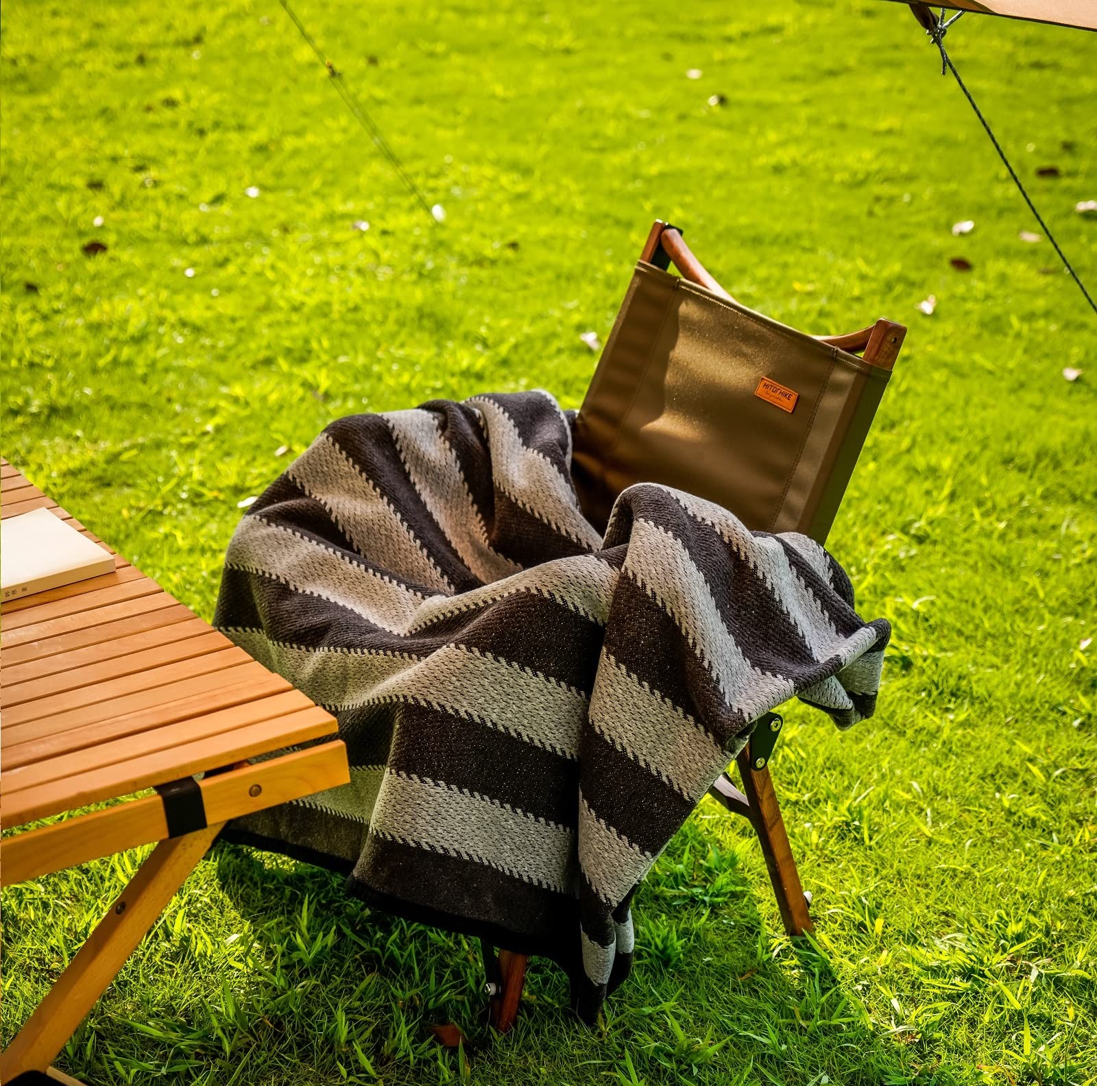 PuTian Merino Wool Blanket - 87" x 63" Thick Warm Soft Large Bed Throw - Great for Camping, Outdoors, Travel, Car, Couch, All Seasons Grey Stripe