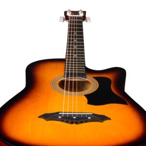 Joymusic 38 inch sunburst beginner acoustic guitar kit,bundle with a strap with picks holder,digital tuner, set strings, capo,cleaning cloth,6 picks,gig bag.(JG-38C,3TS)