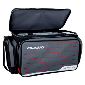 Plano Weekend Series 3700 Tackle Case, Large, Gray Fabric, Includes 2 Stowaway Utility Storage Boxes for Fishing Baits & Lures, Premium Soft Fishing Storage