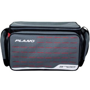 Plano Weekend Series 3700 Tackle Case, Large, Gray Fabric, Includes 2 Stowaway Utility Storage Boxes for Fishing Baits & Lures, Premium Soft Fishing Storage