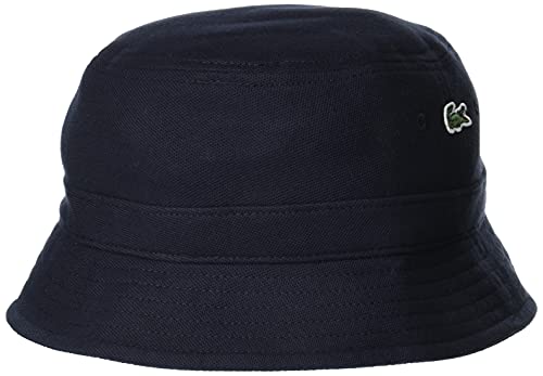 Lacoste Mens Solid Little Croc Pique Bucket Hat, Abysm, Medium-Large