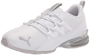 puma women's riaze prowl mod swirl sneaker, puma white-puma silver, 8