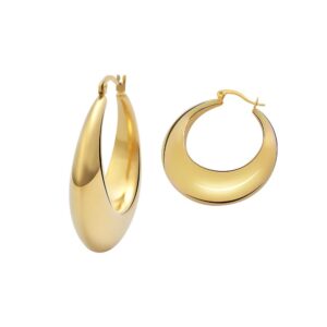 Edforce Stainless Steel Chunky Large Thick Rounded Tube Hoop Earrings (Gold, 40)