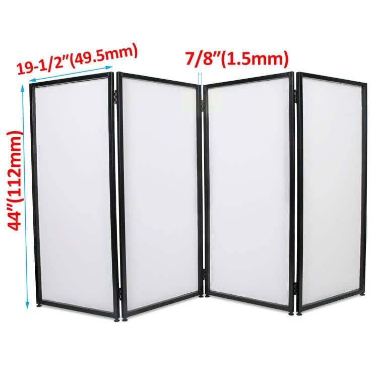 HECASA DJ Foldable Facade Portable Event Booth Screen White/Black Scrim Metal Frame Booth w/Travel Bag Case