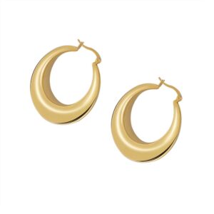 Edforce Stainless Steel Chunky Large Thick Rounded Tube Hoop Earrings (Gold, 40)