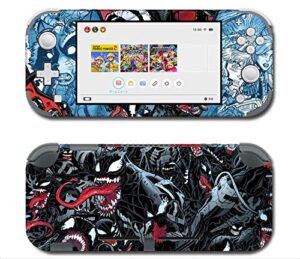 alvhntr vinyl skin decal stickers for nintendo switch lite, anime protector wrap cover protective faceplate full set console joy-con dock (venom-253)