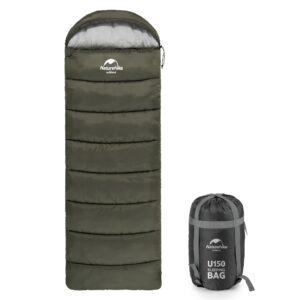 naturehike outdoor camping portable hollow cotton square sleeping bag winter single thick cotton sleeping bag with cap (army green, u150)