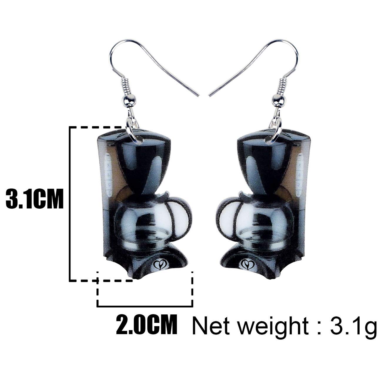 DUOWEI Acrylic Novelty Coffee Machine Drop Earrings Modern Dangle Jewelry for Women Fashion Gifts (Black)