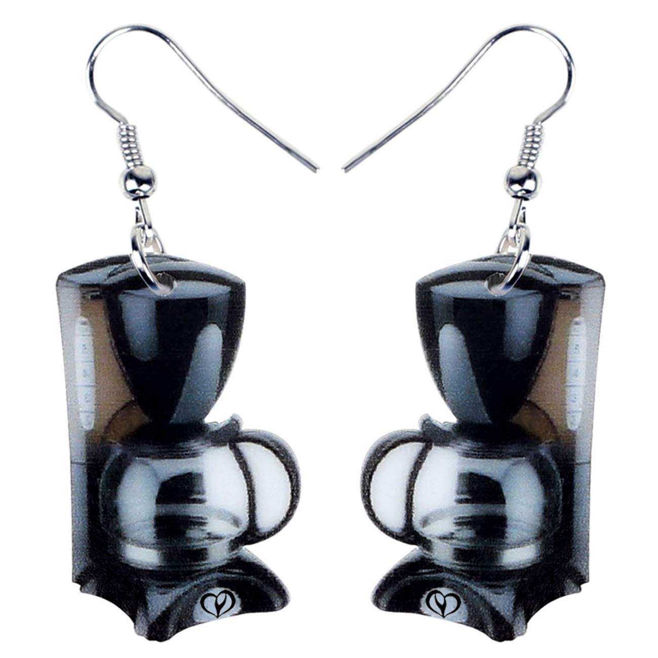 DUOWEI Acrylic Novelty Coffee Machine Drop Earrings Modern Dangle Jewelry for Women Fashion Gifts (Black)