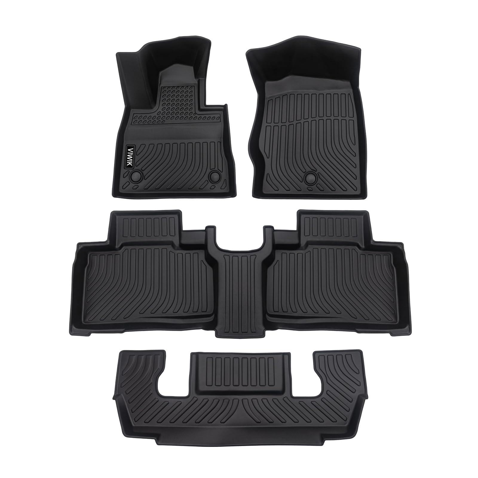 VIWIK Floor Mats for Ford Explorer 2020 2021 2022 2023 2024 6 Seat, Car Mats All Weather Protection Custom Floor Liners for Ford Explorer Full Set 1st/2nd/3rd Row TPE Rubber Black Non-Slip Odorless