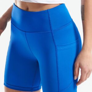 CADMUS High Waist Yoga Shorts for Women Workout Running Shorts Naked Feeling Biker Shorts Tummy Control Deep Pockets, Blue, S