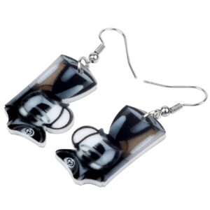 DUOWEI Acrylic Novelty Coffee Machine Drop Earrings Modern Dangle Jewelry for Women Fashion Gifts (Black)