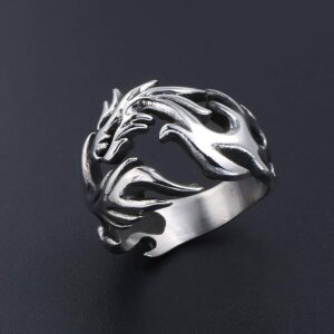 Gungneer Stainless Steel Dragon Ring Gothic Pattern Steampunk Jewelry Rebel Metal Accessory for Mens Womens 7/8/9/10/11/12/13