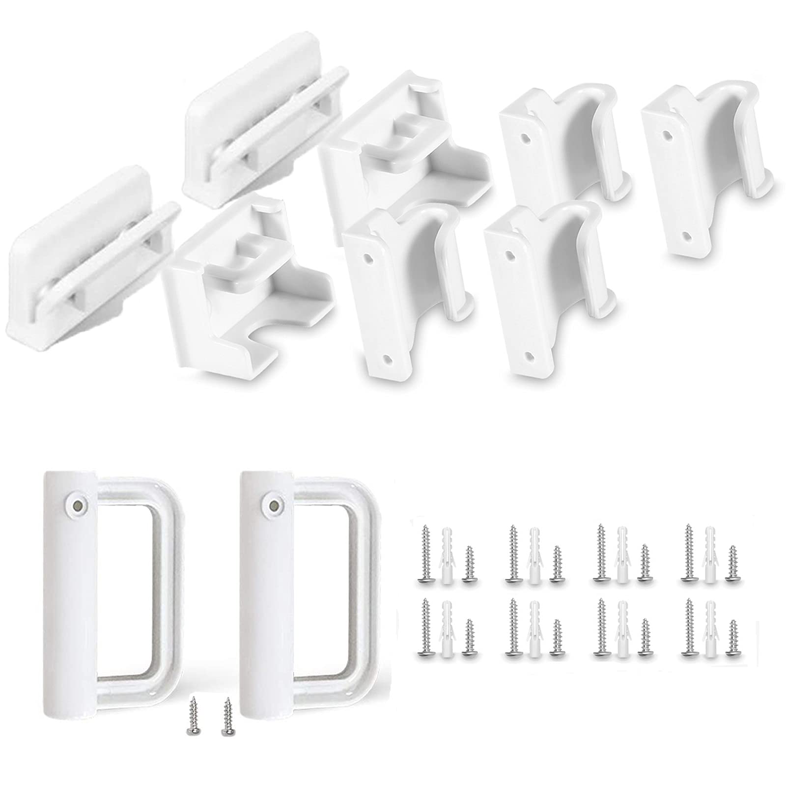 Grenfu Retractable Baby Gate Replacement Parts Kit Child Safety Gate Full Set Wall Mounting Hardware with Brackets Anchors and Screws White