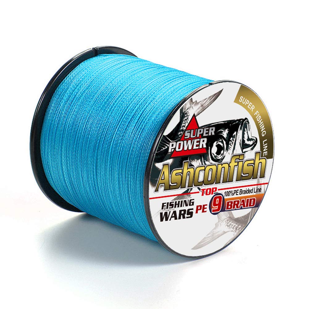 Ashconfish Braided Fishing Line- 9 Strands Super Strong PE Fishing Wire Heavy Tensile for Saltwater & Freshwater Fishing -Abrasion Resistant - Zero Stretch- 500M/547Yds 20LB Blue