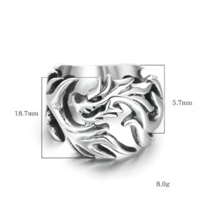 Gungneer Stainless Steel Dragon Ring Gothic Pattern Steampunk Jewelry Rebel Metal Accessory for Mens Womens 7/8/9/10/11/12/13