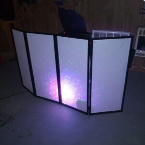 HECASA DJ Foldable Facade Portable Event Booth Screen White/Black Scrim Metal Frame Booth w/Travel Bag Case