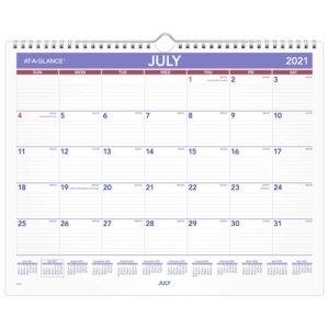 at-a-glance academic wall calendar 2021-2022, at-a-glance, monthly, 15" x 12", medium, wirebound, for school, teacher, student (ay828)