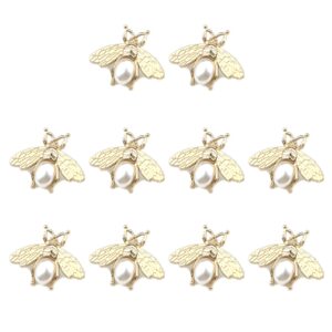 quluxe 10 pcs metal bee buttons, bee embellishments flatback pearl buttons embellishment for sewing diy crafts ＆ garment hardware decoration- gold