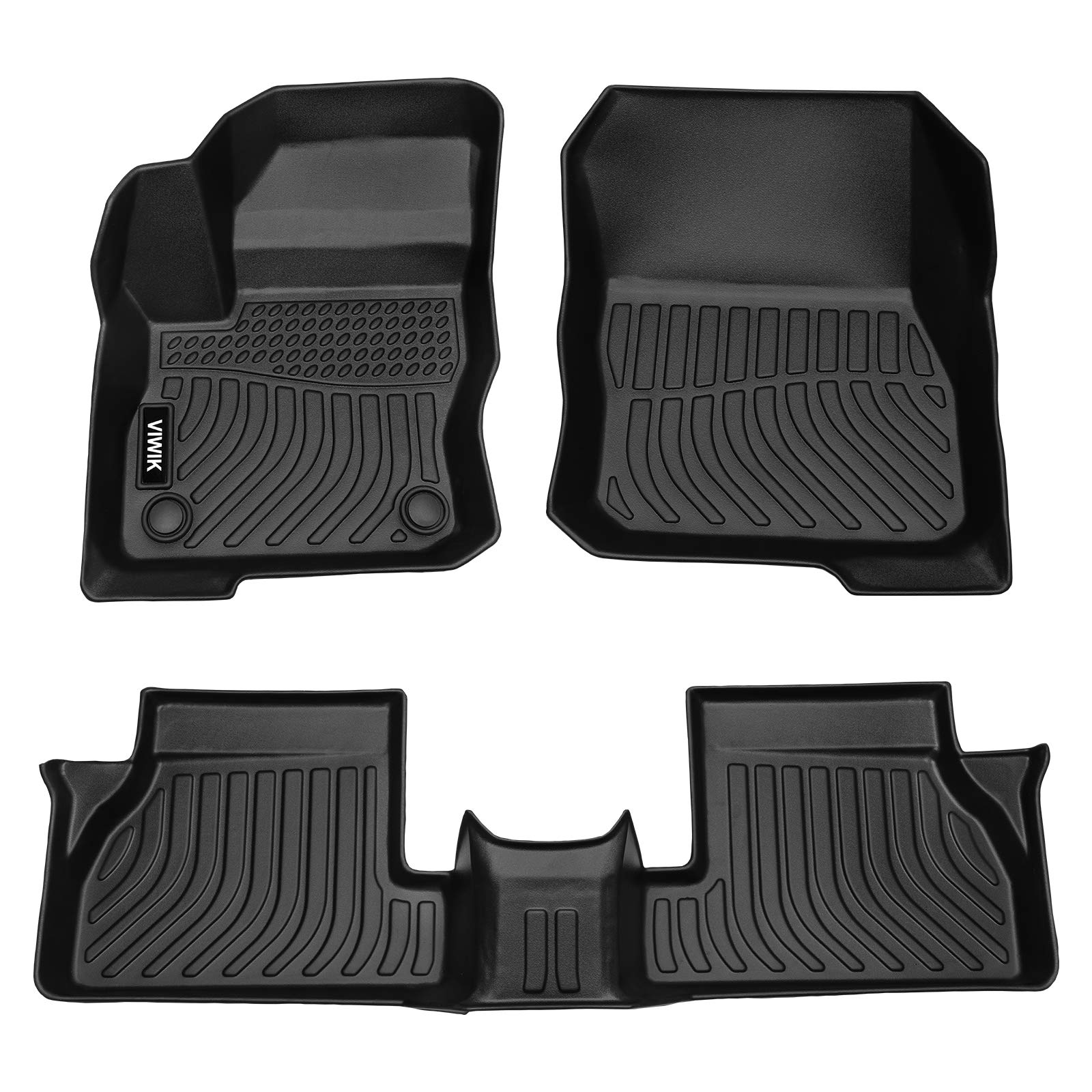 VIWIK Floor Mats Compatible for 2012-2018 Focus, Car Mats All Weather Protection Floor Liners Full Set Include 1th and 2nd Row Front & Rear, TPE Black