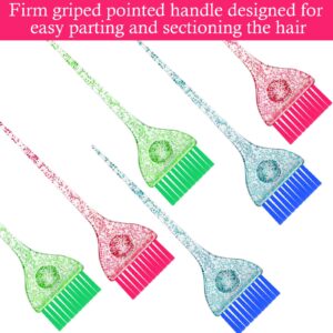 6 Pieces Multicolor Glitter Hair Dye Brush Hair Coloring Brush Color Tint Applicator with Colorful Soft Bristles and Glitter Handle for Salon Home DIY Dyeing Coloring, 3 Colors