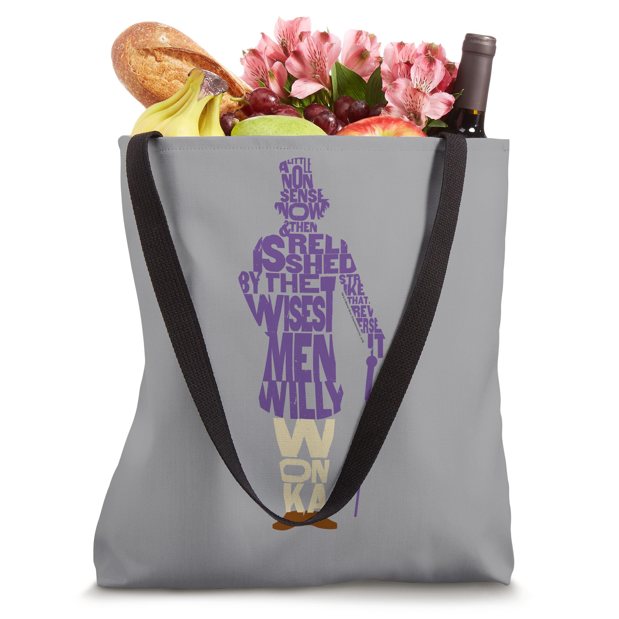 Willy Wonka and the Chocolate Factory Text Silhouette Tote Bag