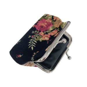 MIAO JIN 8Pcs Small Canvas Floral Coin Purses Present Bag with Clasp Kiss Lock Change Pouch Mini Coin Wallet Vintage Trinkets Pouch