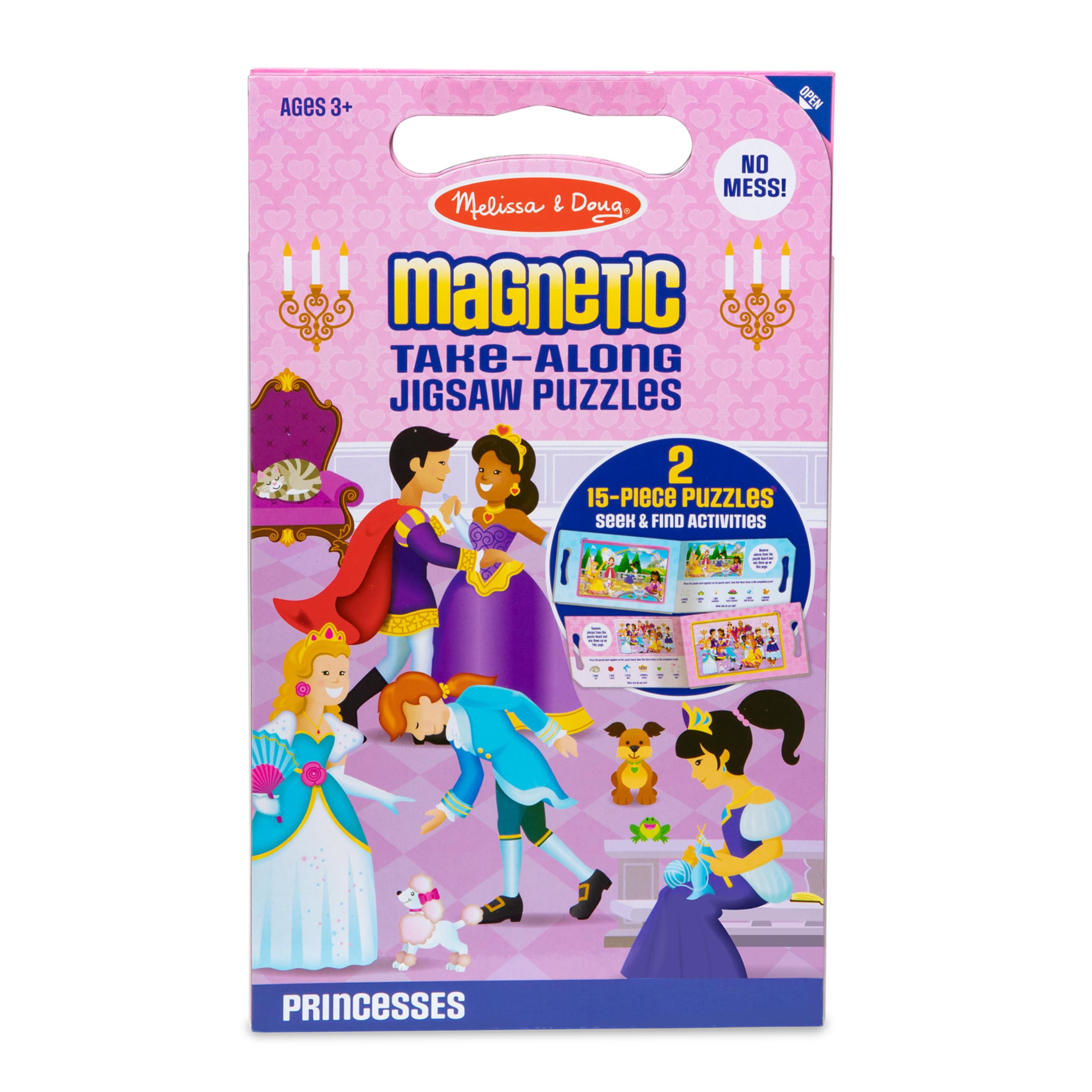 Melissa & Doug Take-Along Magnetic Jigsaw Puzzles Travel Toy Princesses (2 15-Piece Puzzles)