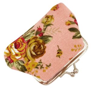 MIAO JIN 8Pcs Small Canvas Floral Coin Purses Present Bag with Clasp Kiss Lock Change Pouch Mini Coin Wallet Vintage Trinkets Pouch