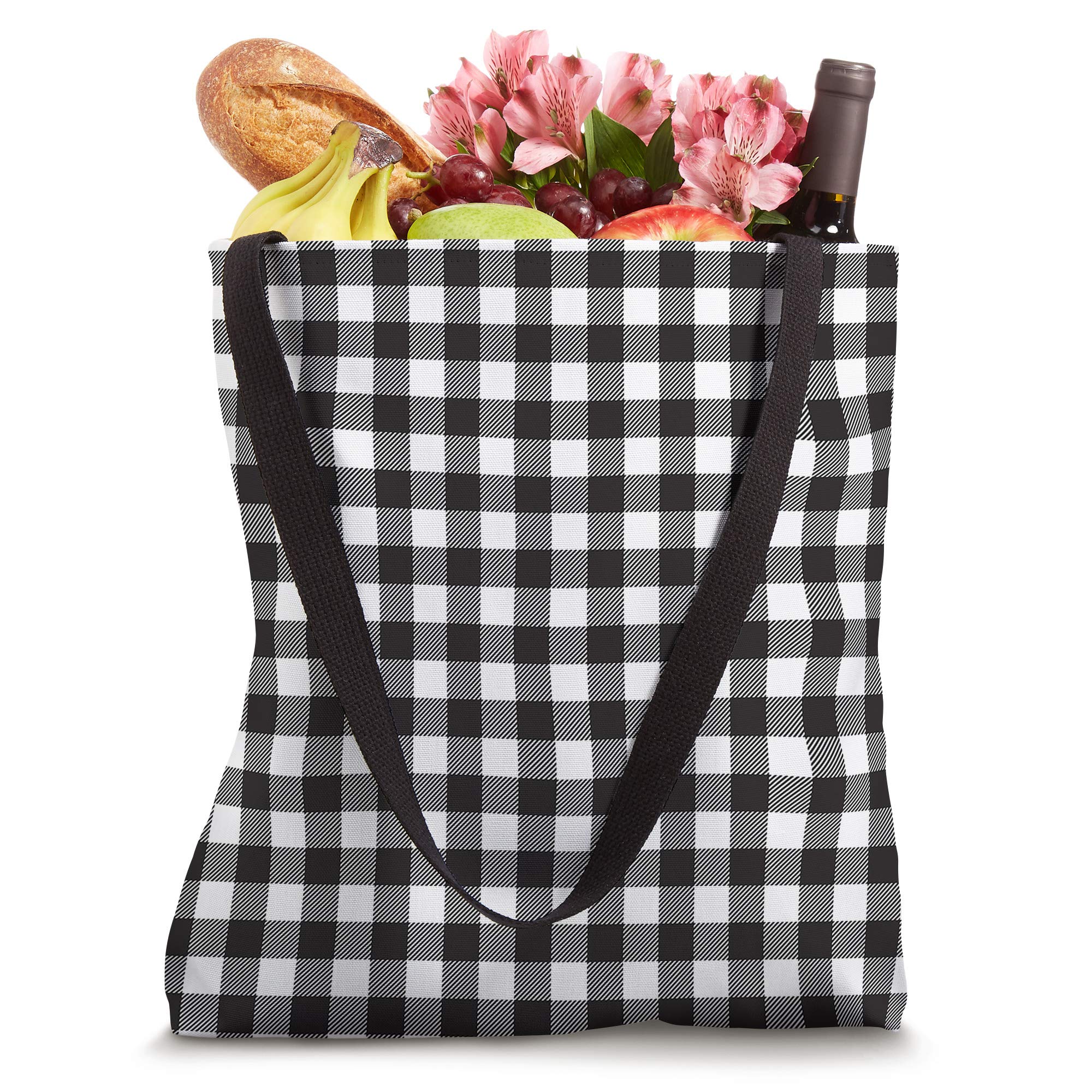 Buffalo Plaid Black and White Plaid, Black and White Check Tote Bag