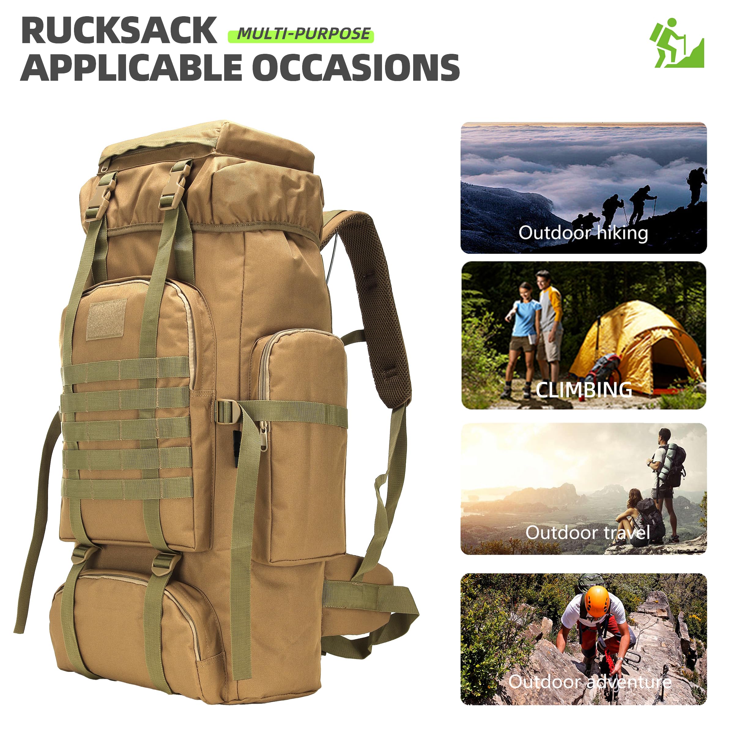 King'sGuard 70L Camping Hiking Backpack Tactical Backpack Military Molle Rucksack Backpack for Outdoor