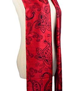 Iristide Women's Pashmina Shawl Paisley Pattern Scarf Tassels Wrap Colorful Ethnic (2005-Red &Black)