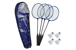 poolmaster 72862 backyard, swimming pool, water or lawn badminton set, (includes 4 rackets and 4 birdies) , blue