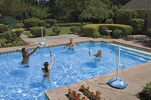 Poolmaster 72862 Backyard, Swimming Pool, Water or Lawn Badminton Set, (Includes 4 Rackets and 4 Birdies) , Blue