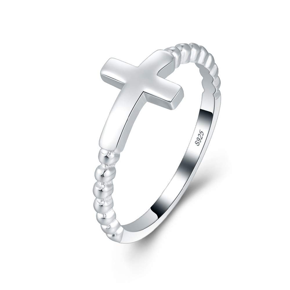 LGSY 925 Sterling Silver Cross Rings Size 6-10 for Women