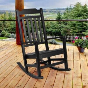 Flash Furniture Winston All-Weather Poly Resin Rocking Chair in Black