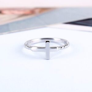 LGSY 925 Sterling Silver Cross Rings Size 6-10 for Women