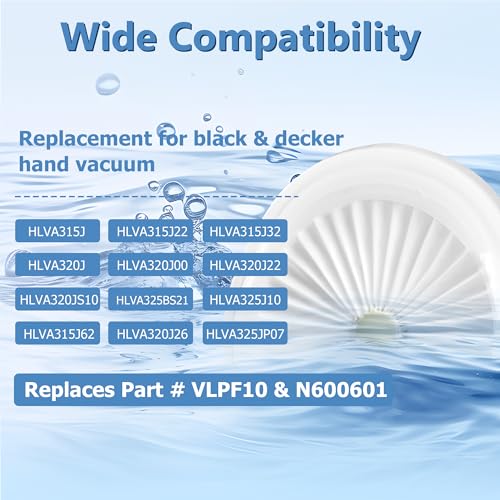 VLPF10 Replacement Filters Compatible with Black and Decker Dustbuster Hand Vacuum Model HLVA315J HLVA320J00 N575266 by Funmit (4 Pack)