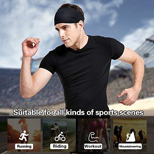 Acozycoo Mens Running Headband,5Pack,Mens Sweatband Sports Headband for Running,Cycling,Basketball,Yoga,Fitness Workout Stretchy Unisex Hairband (Black,white, green, Dark gray, Dark blue)