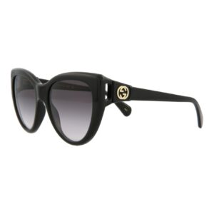 Gucci Women's Classic Cat Eye Sunglasses, Black Black Grey, One Size