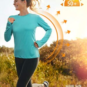 Womens Long Sleeve UV Sun Protection Shirts Thumbhole Athletic Running Workout Tee Tops UPF 50+