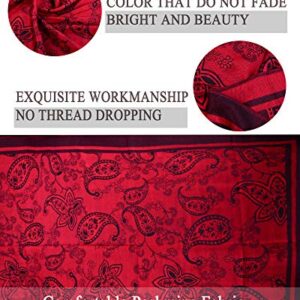 Iristide Women's Pashmina Shawl Paisley Pattern Scarf Tassels Wrap Colorful Ethnic (2005-Red &Black)