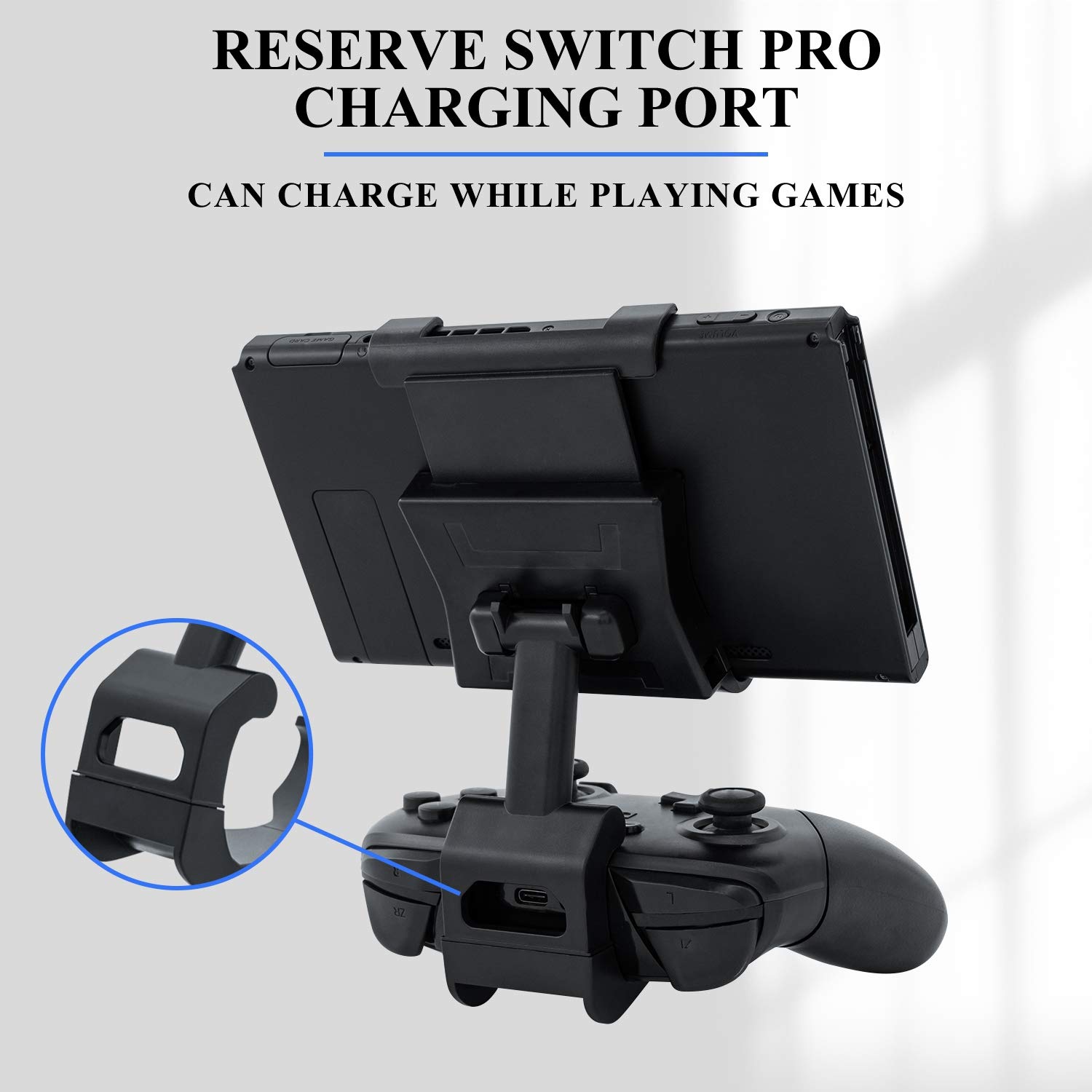 Mcbazel Adjustable Mounting Clip Holder for Switch Pro Controller Foldable Handle Bracket Game Clip for N Switch and Switch Lite