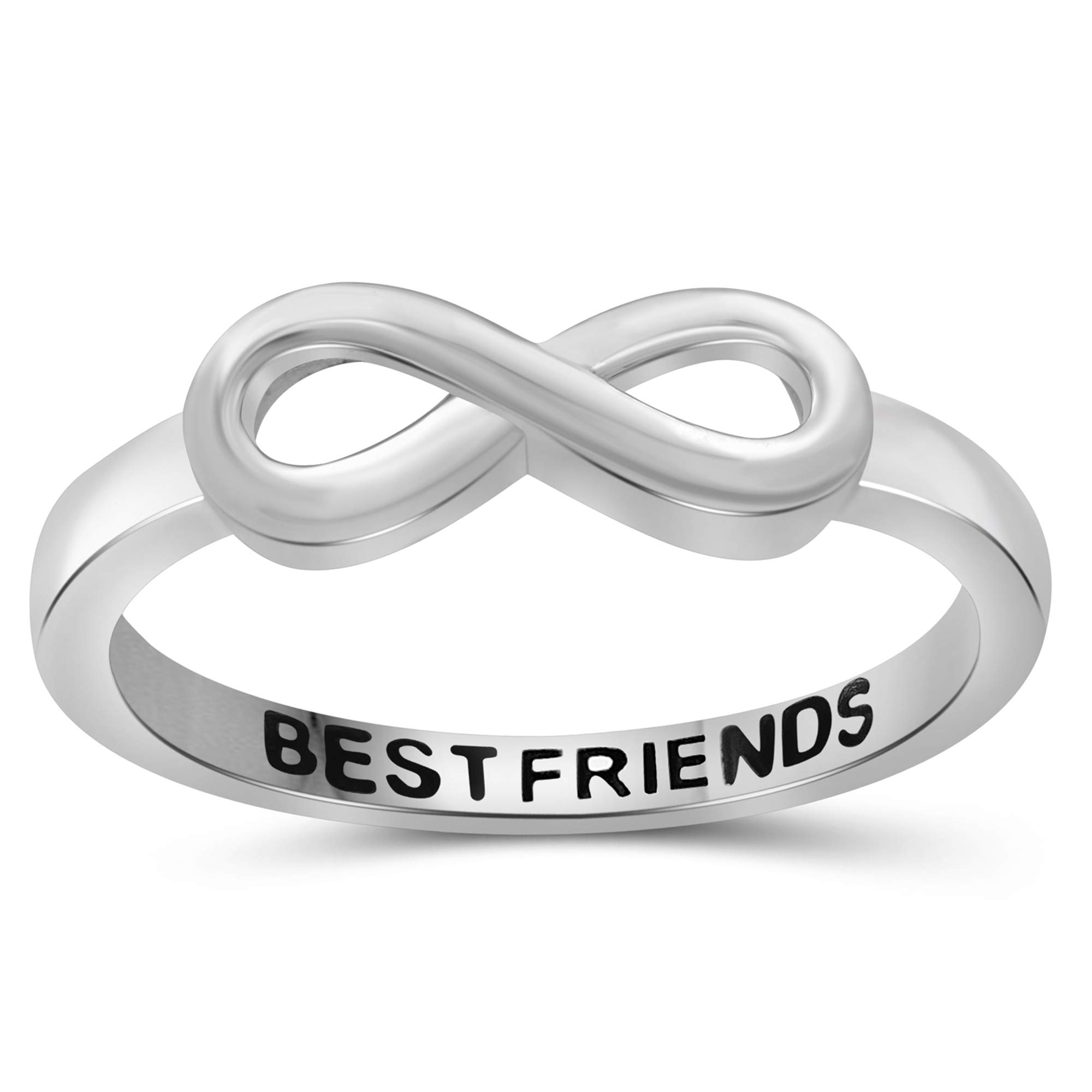 JEWELEXCESS Sterling Silver Infinity Friendship Ring for Women | Personalized Sisters, Best Friends, Engagement, Wedding, Promise Eternity Knot Symbol Band