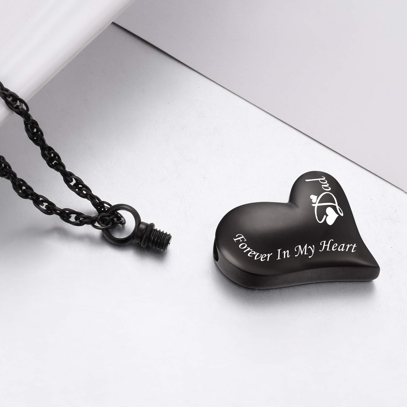 XIUDA Urn Necklace for Ashes Forever in My Heart Pendant Cremation Necklace Stainless Steel Ashes Jewelry for Dad Mom