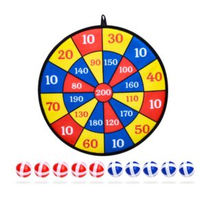 leather&arts 14.1 inches fabric dart board throw game set with 10 hook & loop balls easy to hang anywhere