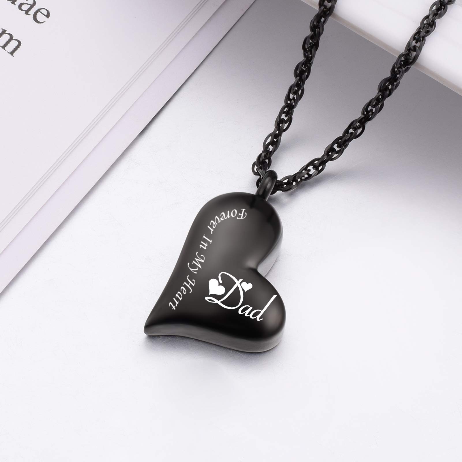 XIUDA Urn Necklace for Ashes Forever in My Heart Pendant Cremation Necklace Stainless Steel Ashes Jewelry for Dad Mom